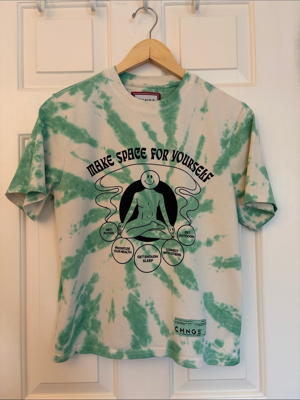 CHNGE Make Space For Yourself Tie Dye Graphic Tee 100% Organic Cotton XS